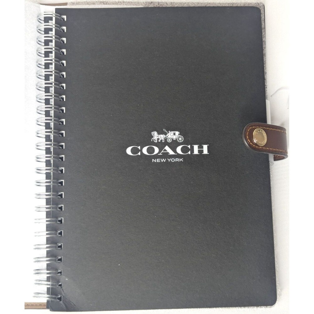 Coach Notebook in Signature Canvas w/ Smooth Leather Details - Khaki, NWT - Picture 4 of 5